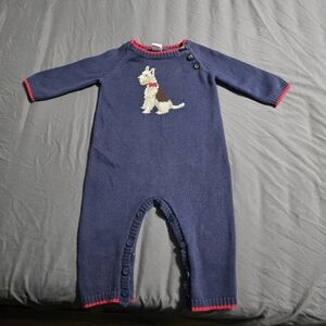Janie + Jack Knit Size 3-6M One Piece Dog Novelty Sweater Knit Snap On